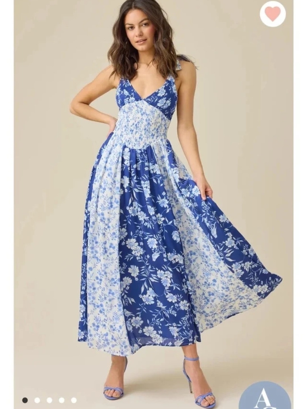 Altar D State Blue Floral Patchwork Maxi Dress - Brand
